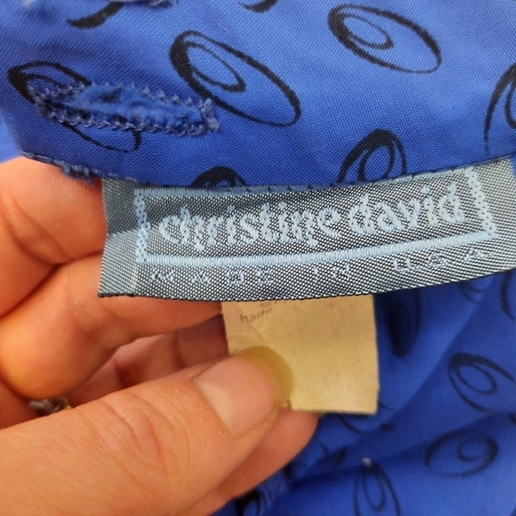 70's Dopamine Blouse & Skirt Set Royal Blue Black Polka Dots Size Small Women's - Picture 11 of 13